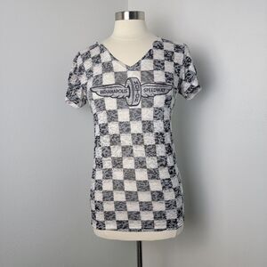 🏁 Indianapolis Motor Speedway Indy 500 Women's Black and White Checkered Top XL